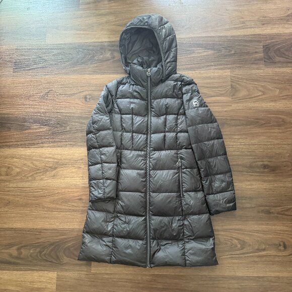 Michael Kors Black Down Puffer Winter Coat Womens XS Hooded Warm Jacket - Picture 6 of 10